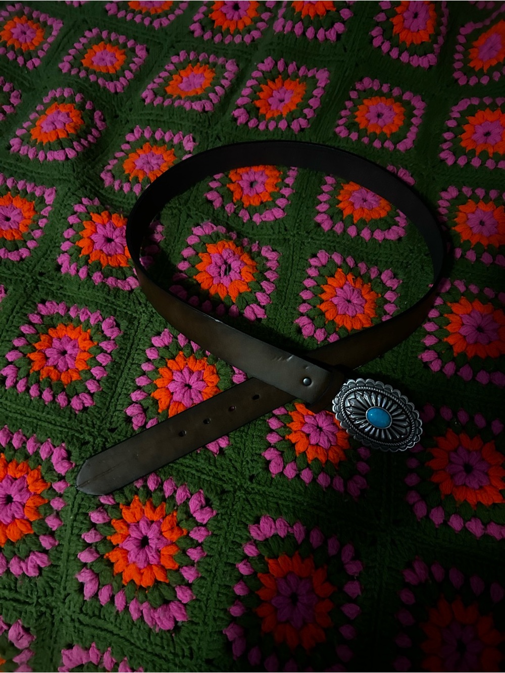 Ariat Brown Belt with Turquoise Concho Buckle